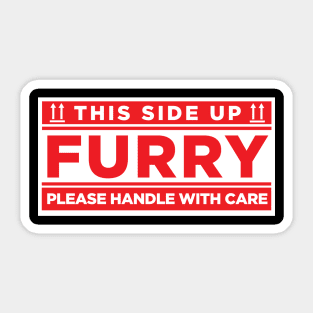 White and Red- Furry, Please Handle with Care Sticker